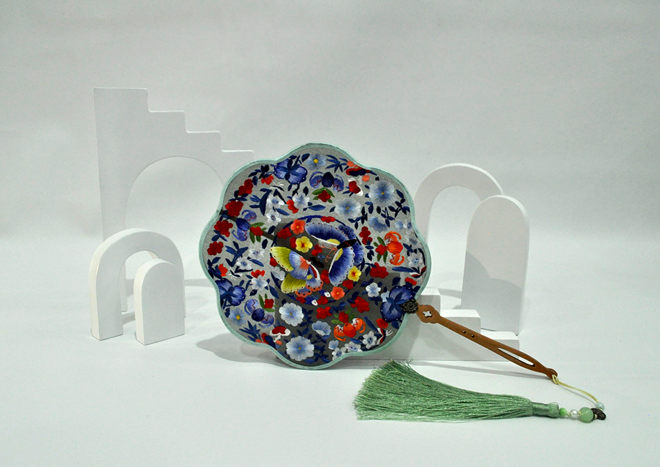 01 - Kipas Sangjit Kupu-kupu Biru Blue Butterfly Sangjit Fan