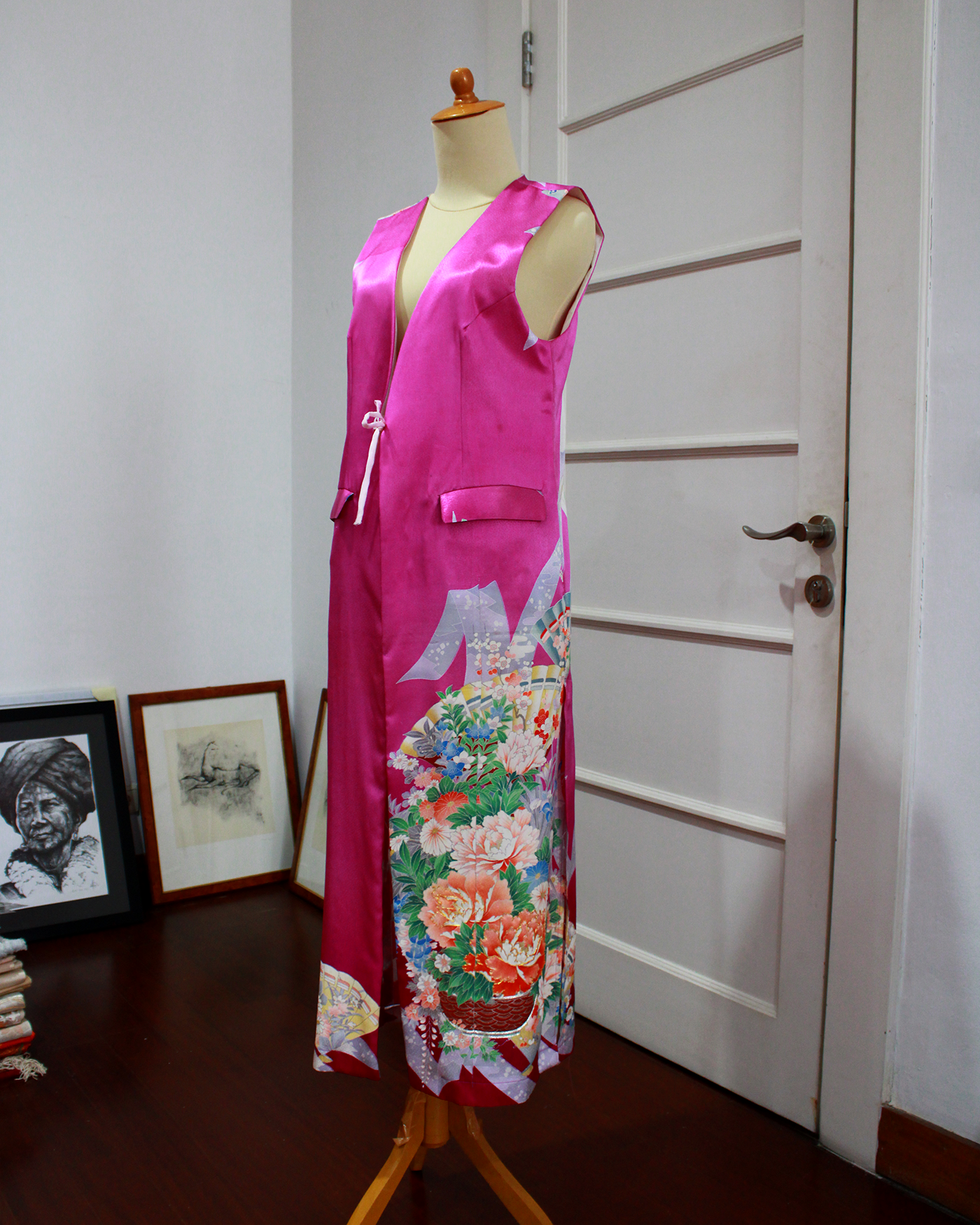 02 - Outerwear Long NS Purple Flowers Outerwear NS Purple Flowers
