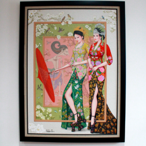 06 - Lukisan 2 Wanita Kebaya Siger dengan Wayang
