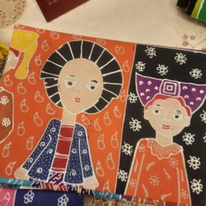 Kebaya Batik Tulis Orange-Hitam