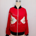 Silk Jacket with Hand Painted, Embroidery, and Gold Ink (L Slim) - X186